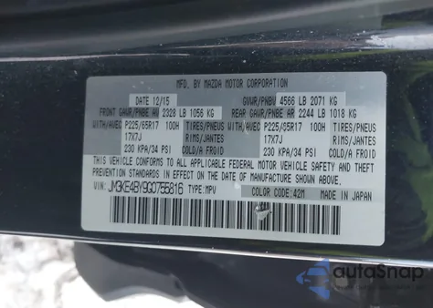 2016 Mazda Cx-5 Sport z USA, uszkodzony, nr VIN JM3KE4BY9G0755816